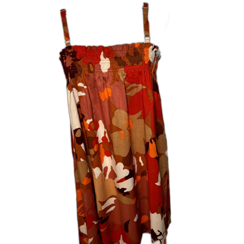 Sanctuary Floral Smocked Camisole Dress Orange Brown White Womens NWT - Picture 7 of 9